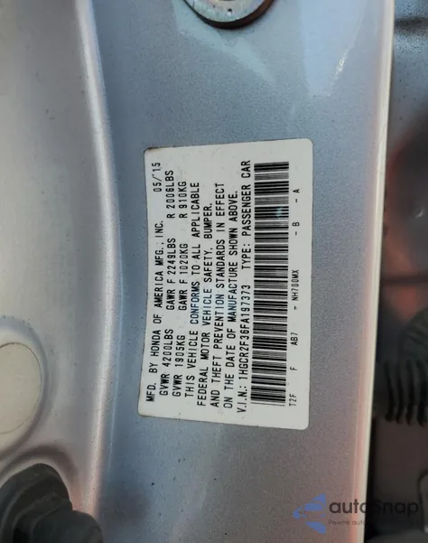 2015 Honda Accord Lx from USA, damaged, VIN 1HGCR2F36FA197373